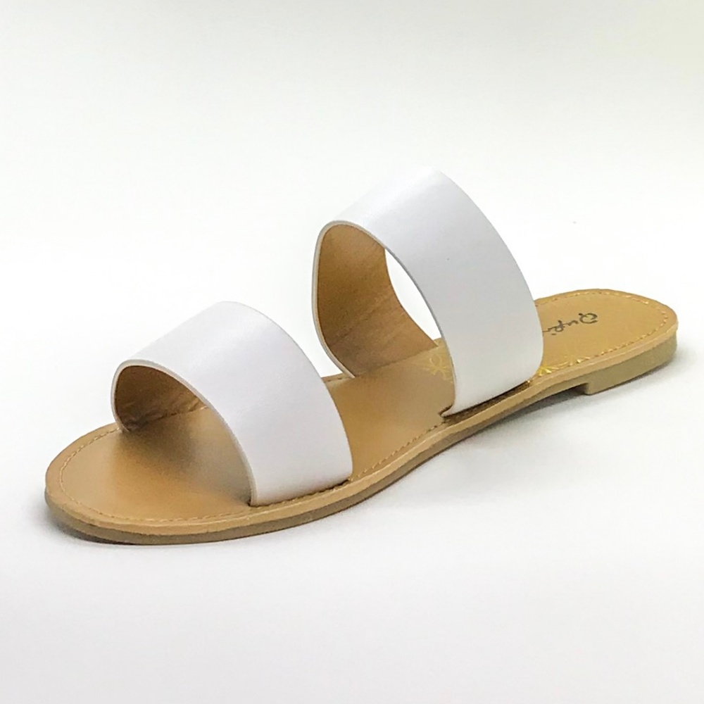 LAST PAIR🚨 White Two Band Slides - Picture 5 of 5